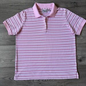 Vintage Baxter & Wells Pink Striped Polo Top - Size Medium